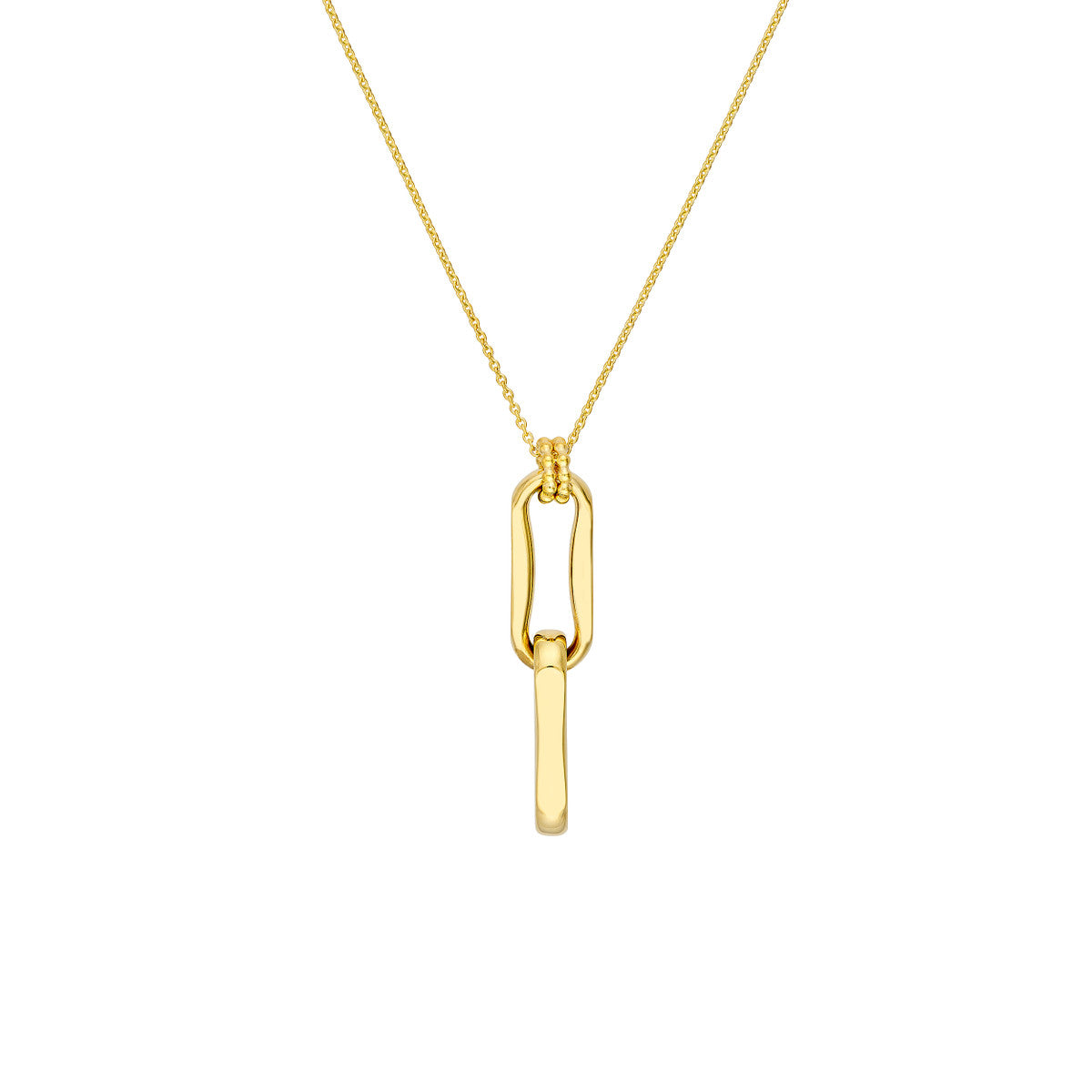 14K Gold Link Oval Pendant Necklace Double Oval Link Pendant Necklace