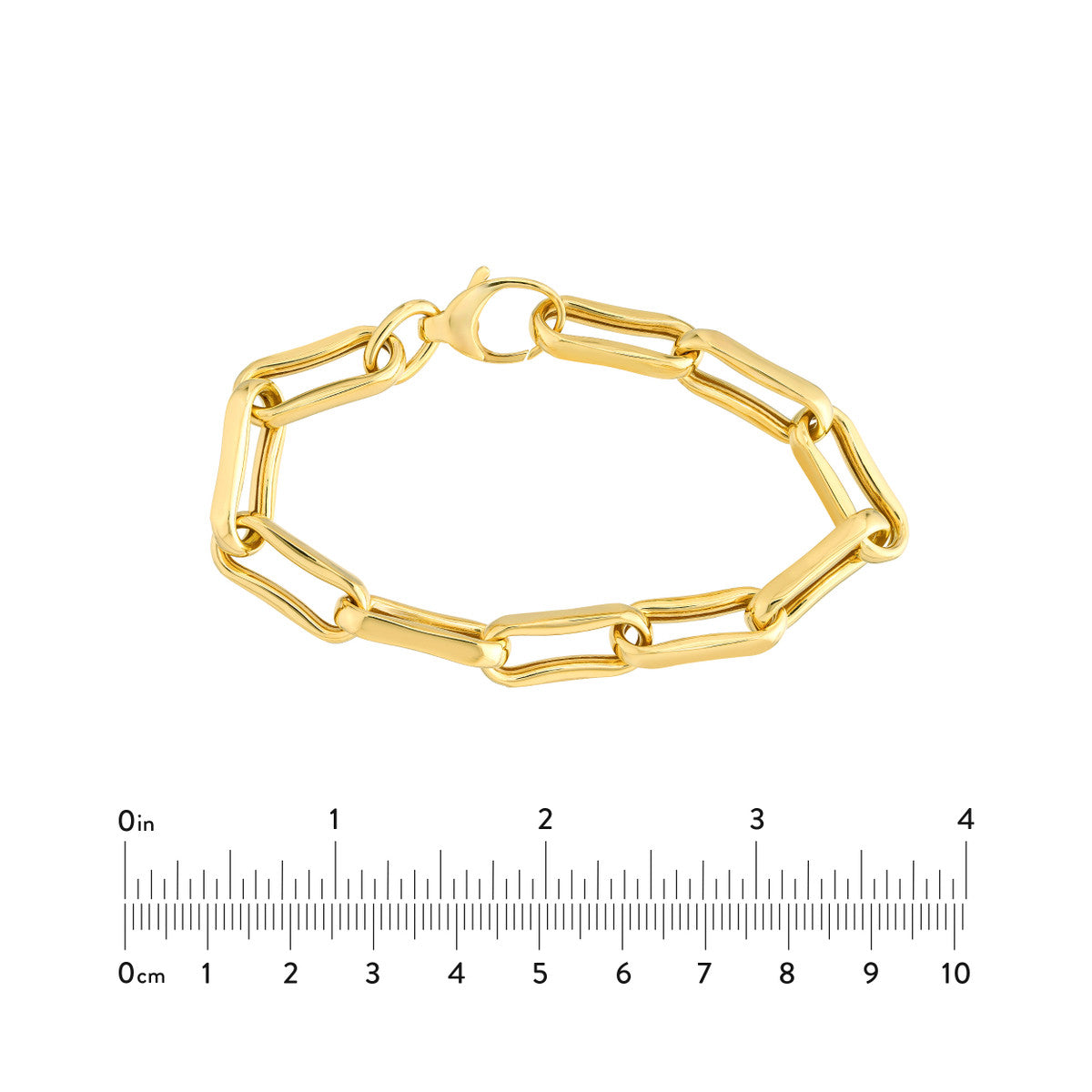 14K Gold Link Oval Bracelet Chunky Oval Pinched Links Bracelet