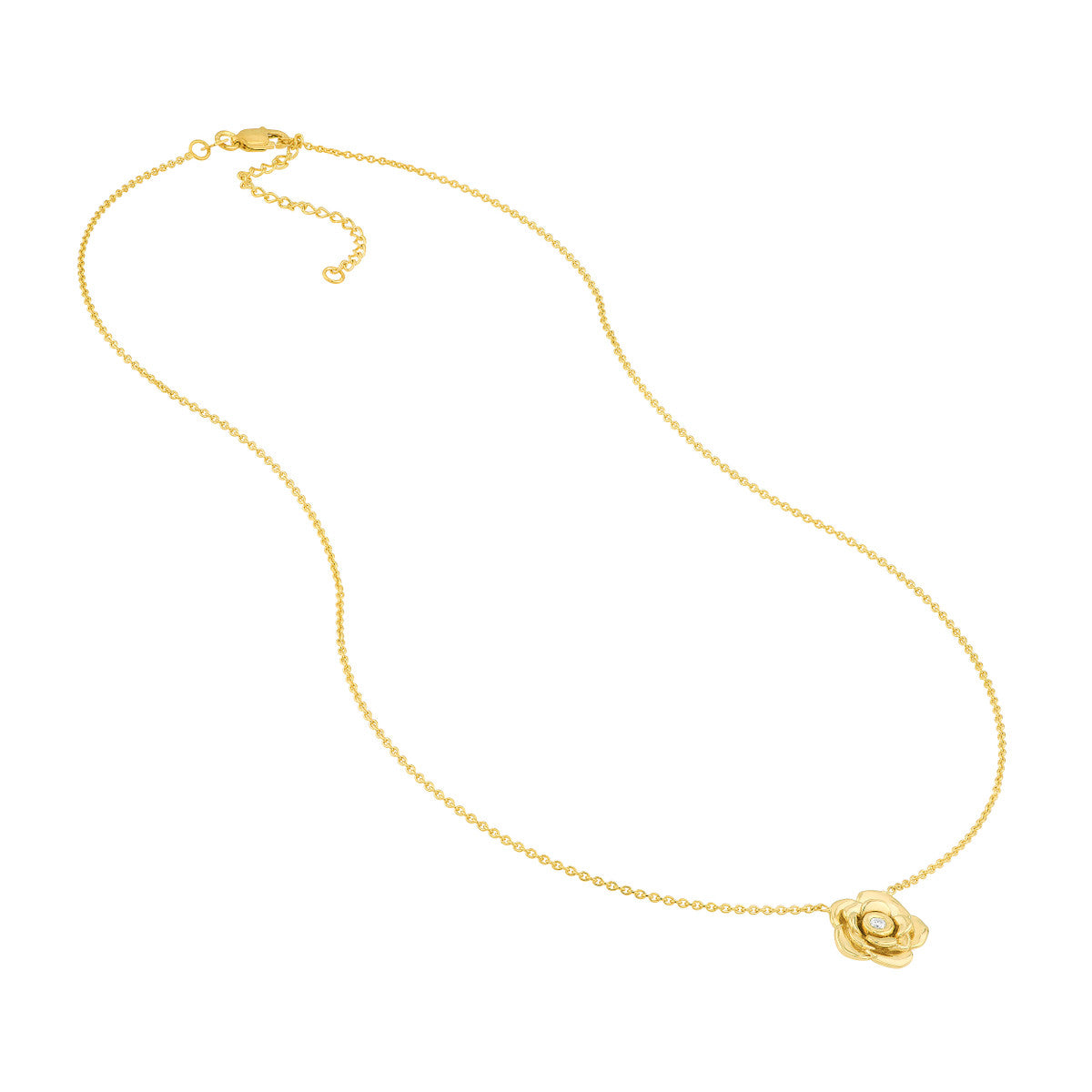 14K Gold Diamond Necklace Rose Station Necklace