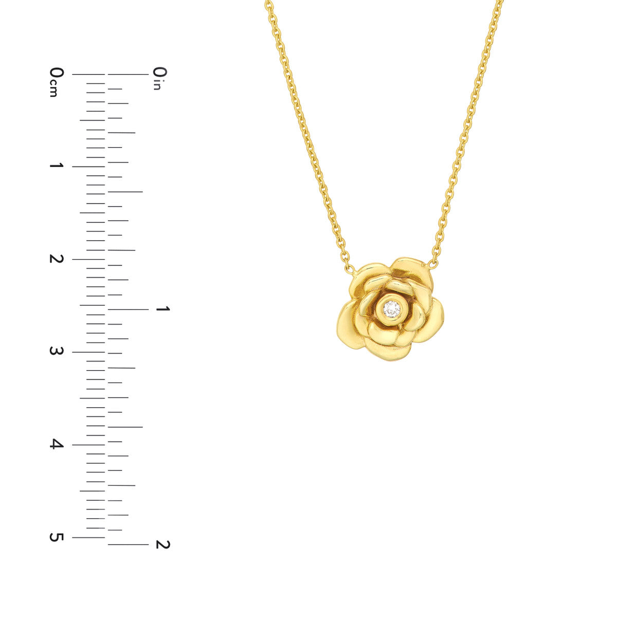 14K Gold Diamond Necklace Rose Station Necklace