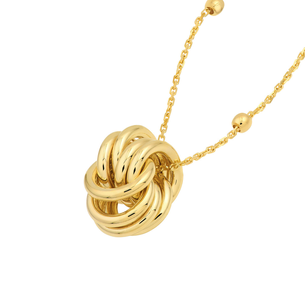 14K Gold Pendant Necklace Love Knot Pendant Station Necklace
