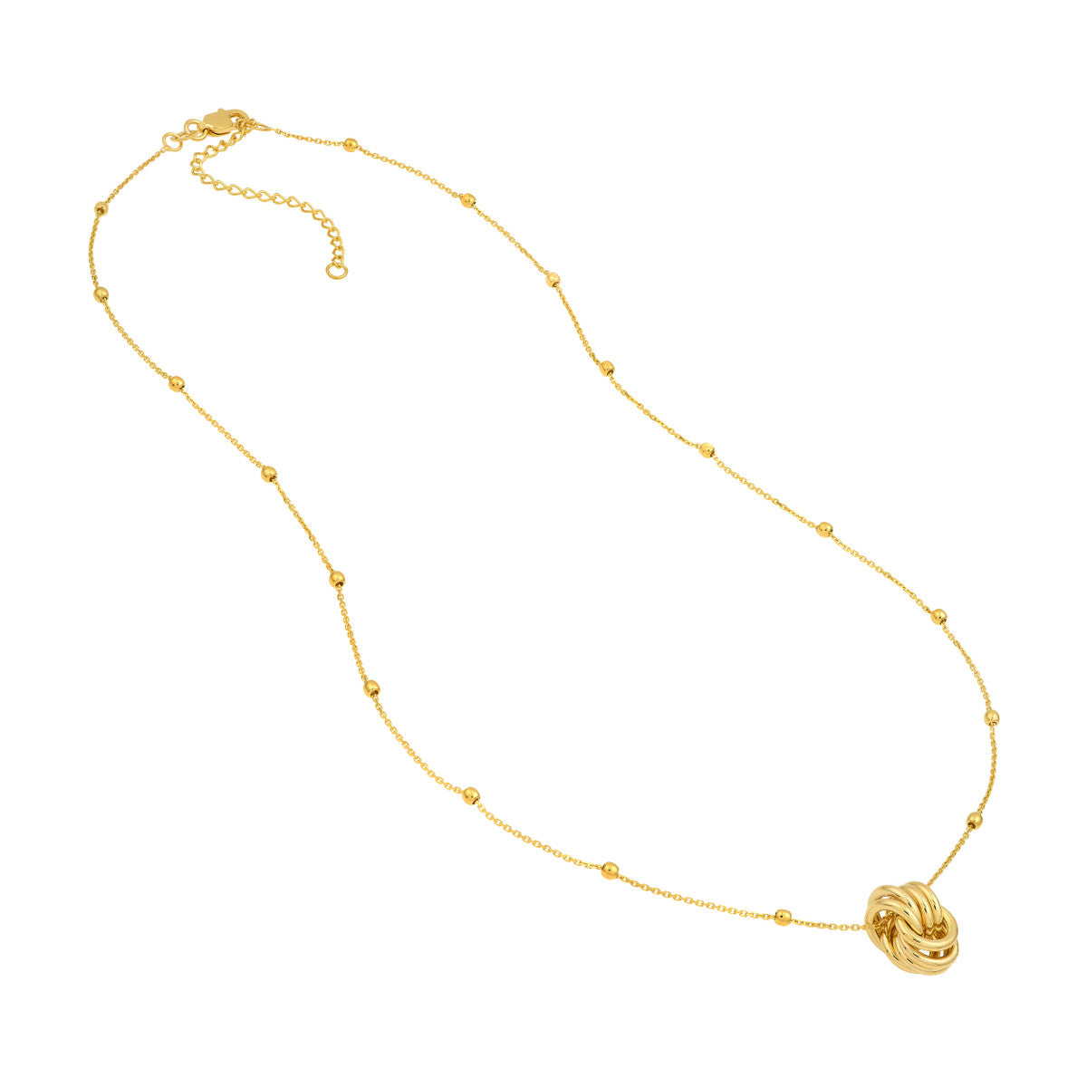 14K Gold Pendant Necklace Love Knot Pendant Station Necklace