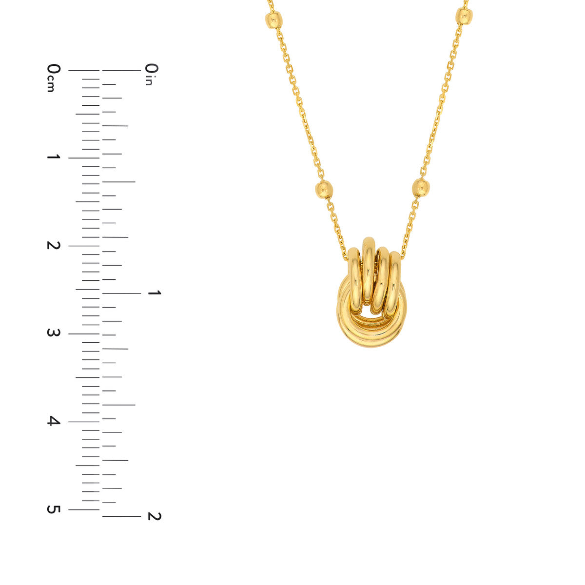 14K Gold Pendant Necklace Love Knot Pendant Station Necklace