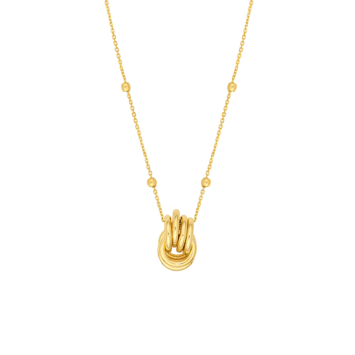 14K Gold Pendant Necklace Love Knot Pendant Station Necklace