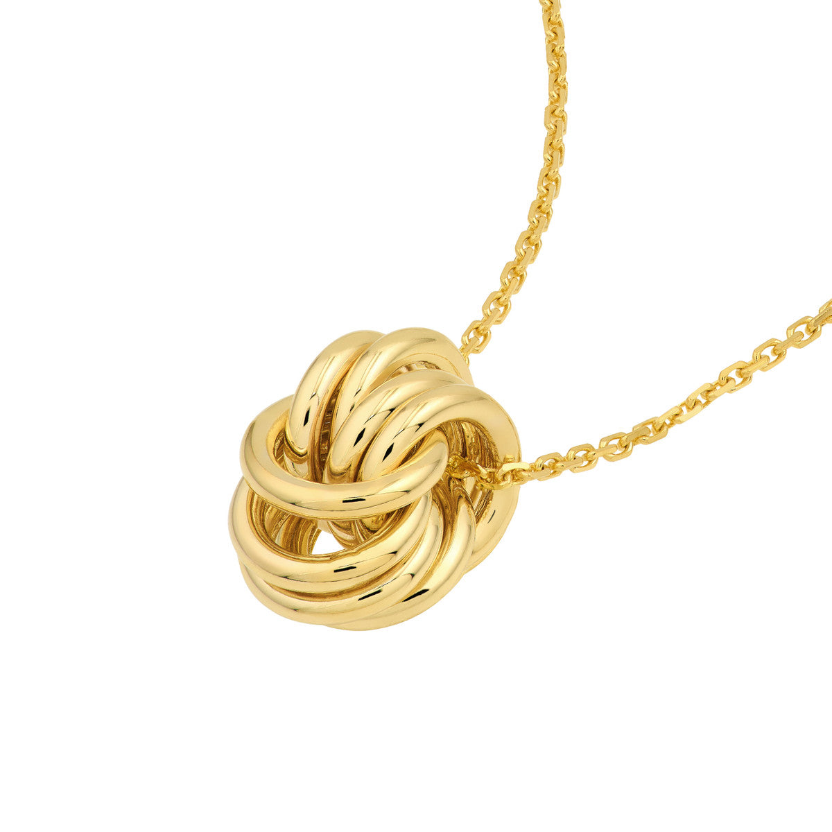 14K Gold Pendant Necklace Love Knot Pendant Cable Necklace