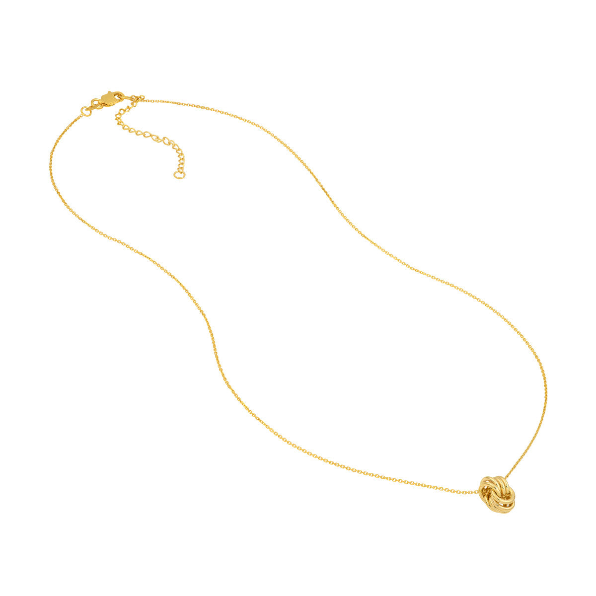 14K Gold Pendant Necklace Love Knot Pendant Cable Necklace
