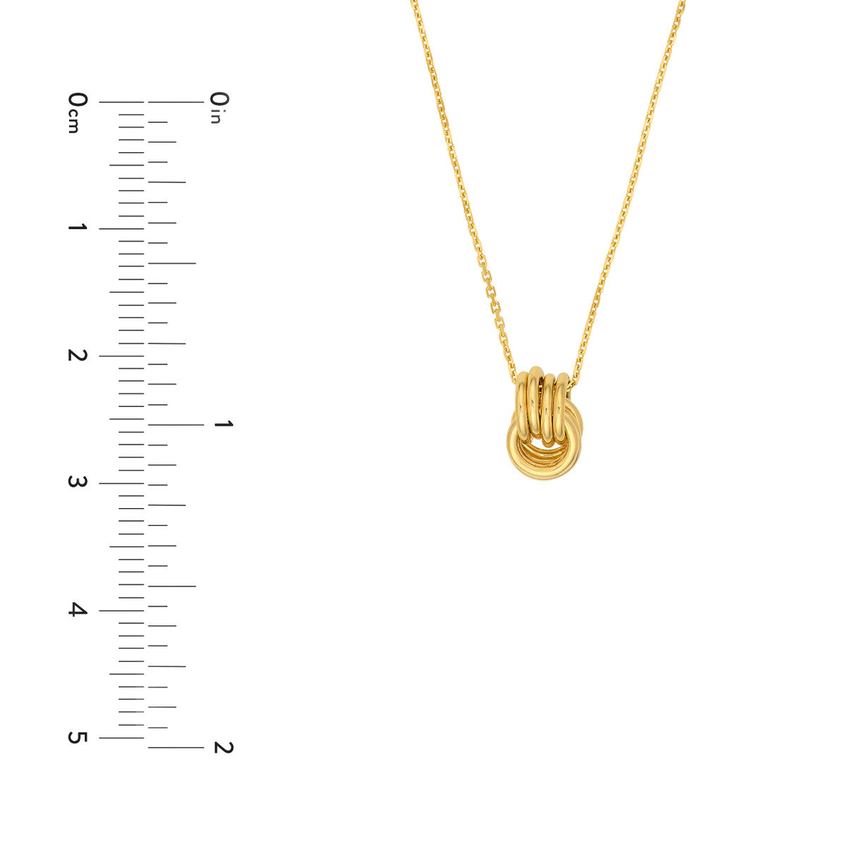 14K Gold Pendant Necklace Love Knot Pendant Cable Necklace