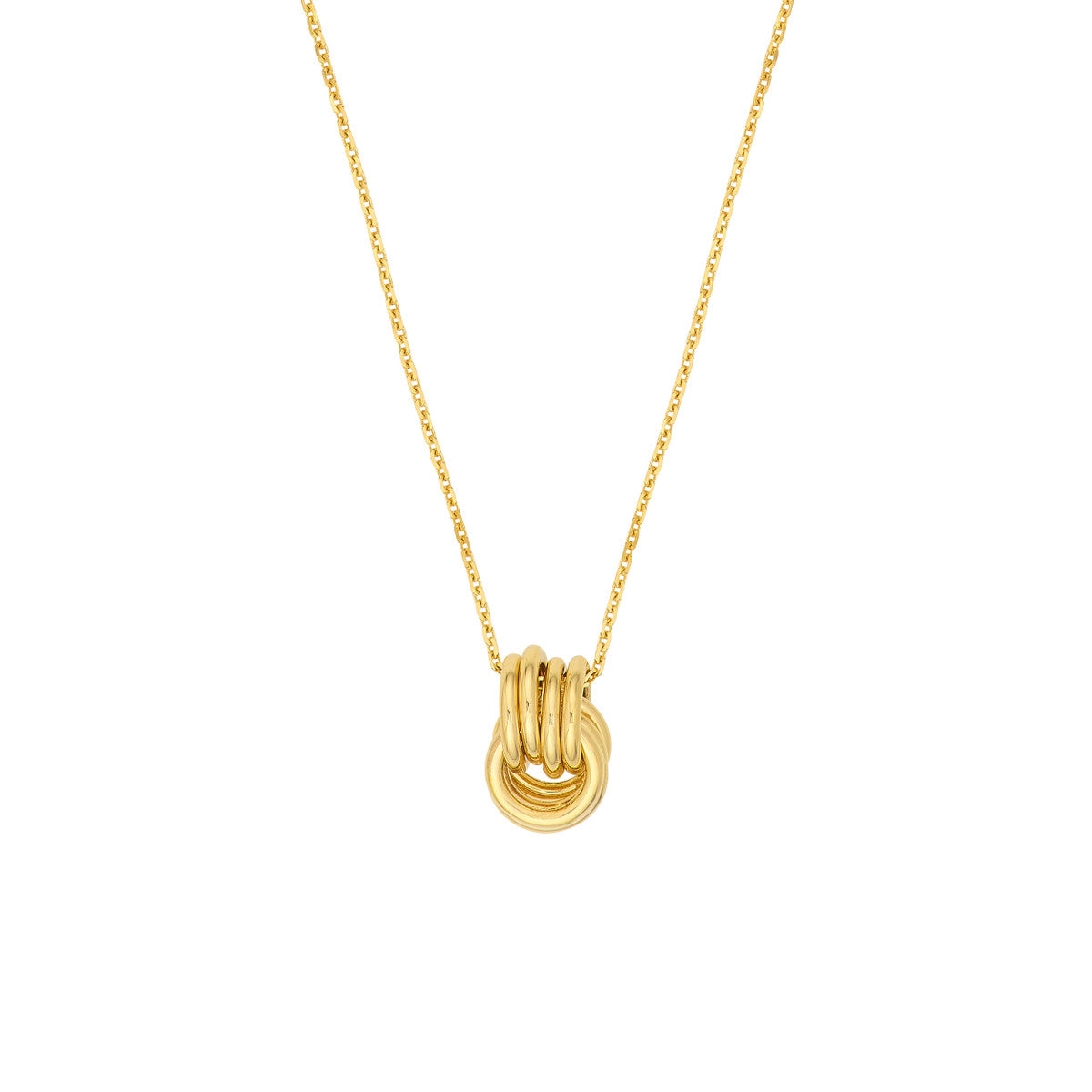 14K Gold Pendant Necklace Love Knot Pendant Cable Necklace
