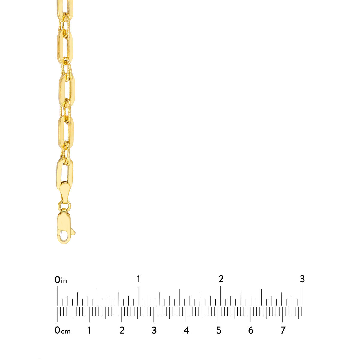 14K Gold Link Necklace Textured 2+1 Hollow Link Necklace