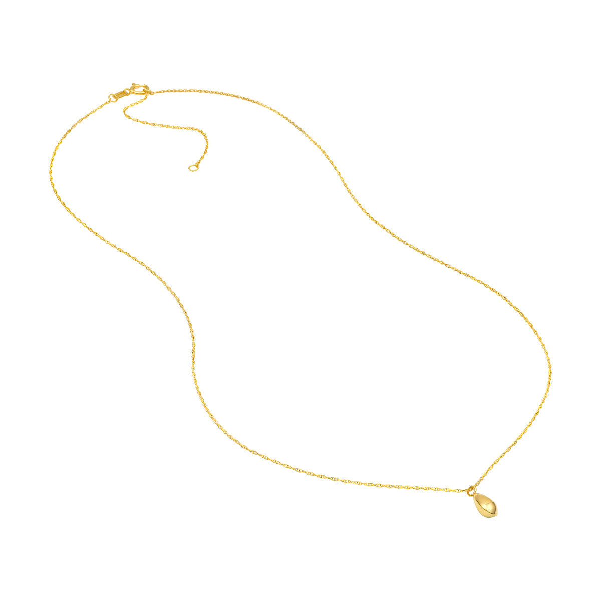14K Gold Pendant Necklace Puffy Teardrop Pendant Necklace