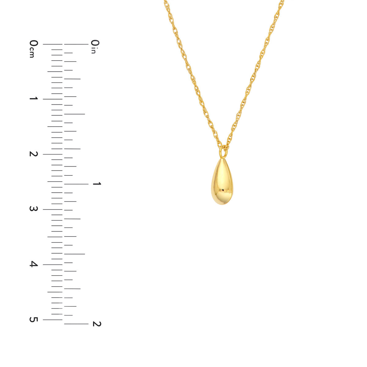 14K Gold Pendant Necklace Puffy Teardrop Pendant Necklace
