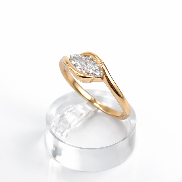 Marquise Diamond East-West Set Engagement Ring (Lab Grown) - Laura Milman New York