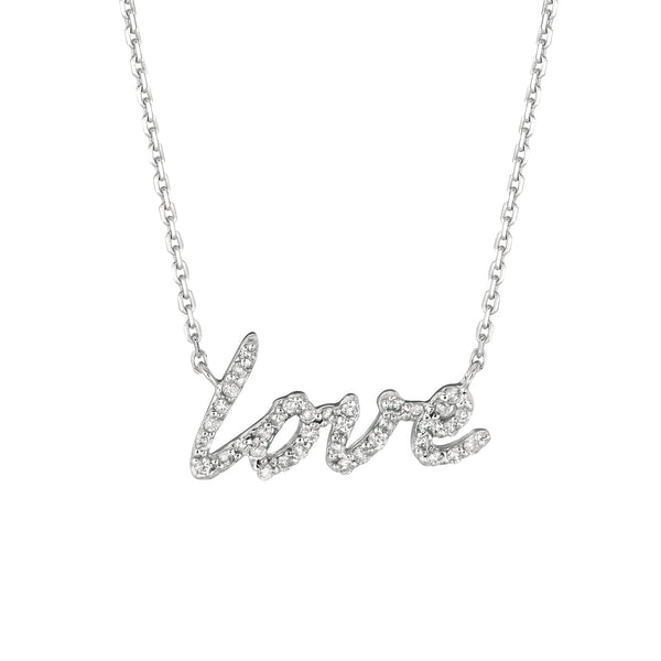 Diamond Love Pendant in White Gold - Laura Milman New York