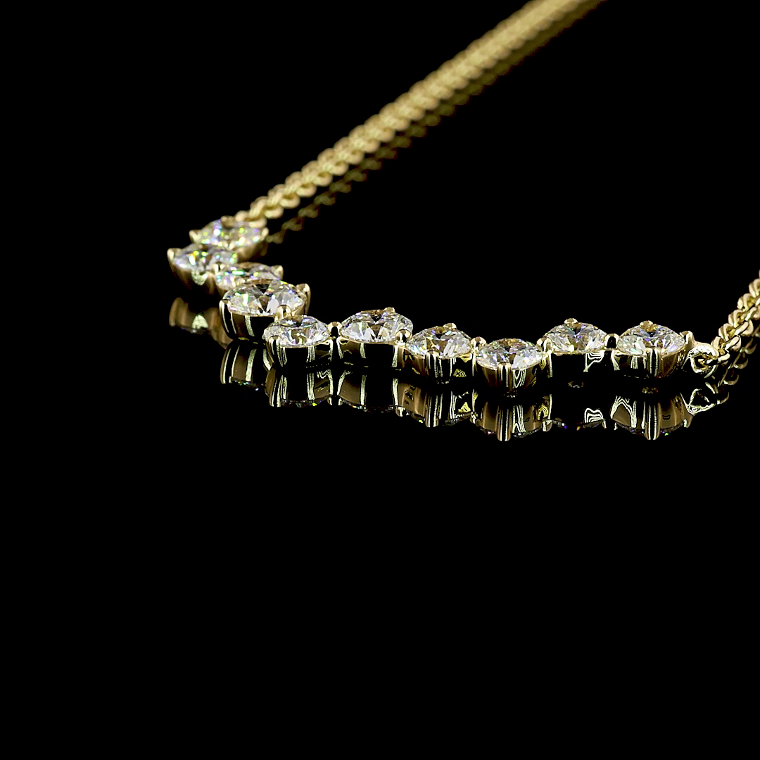 1.75 CT Round Lab Grown Diamond Pendant Necklace in 14K Yellow Gold – detail — Laura Milman New York