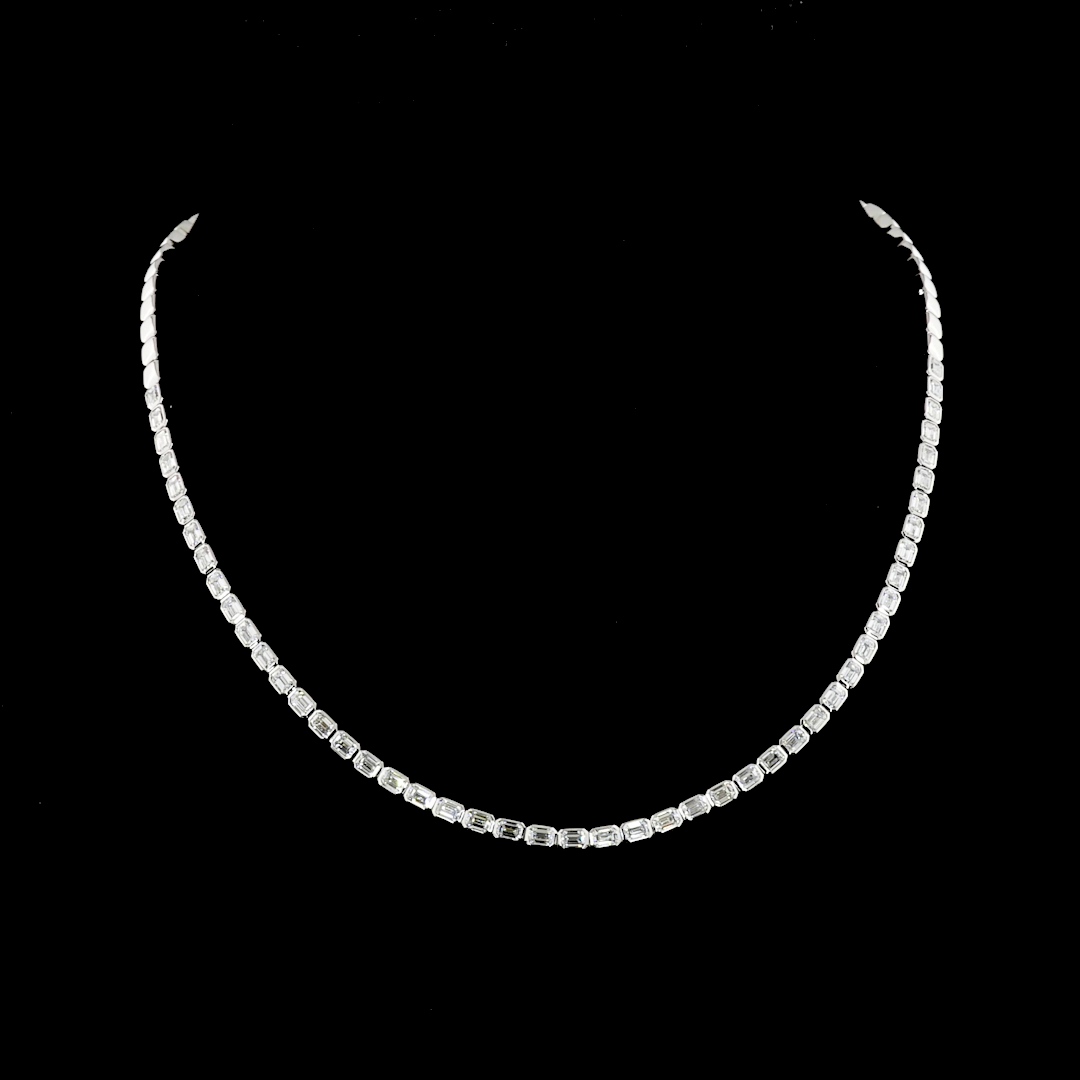 5.44 CT Emerald Lab Grown Diamond Tennis Necklace in 14K White Gold — Laura Milman New York