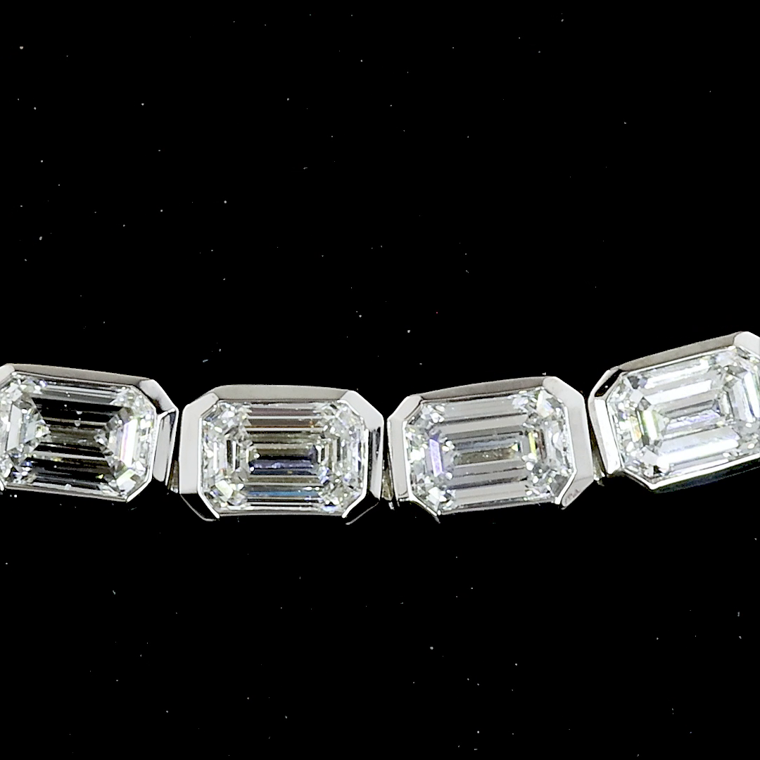 5.44 CT Emerald Lab Grown Diamond Tennis Necklace in 14K White Gold – side view — Laura Milman New York