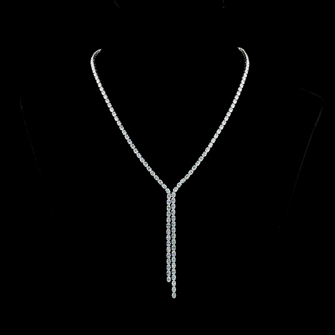 13.89 CT Oval Lab Grown Diamond Lariat Necklace in 14K White Gold — Laura Milman New York