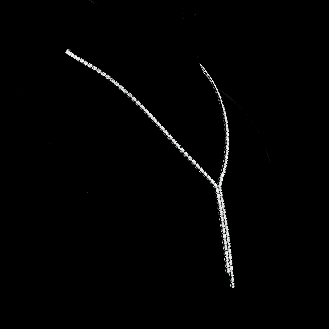 13.89 CT Oval Lab Grown Diamond Lariat Necklace in 14K White Gold – side view — Laura Milman New York