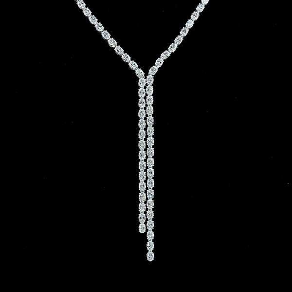 14.37 CT Oval Lab Grown Diamond Lariat Necklace in 14K White Gold – close-up