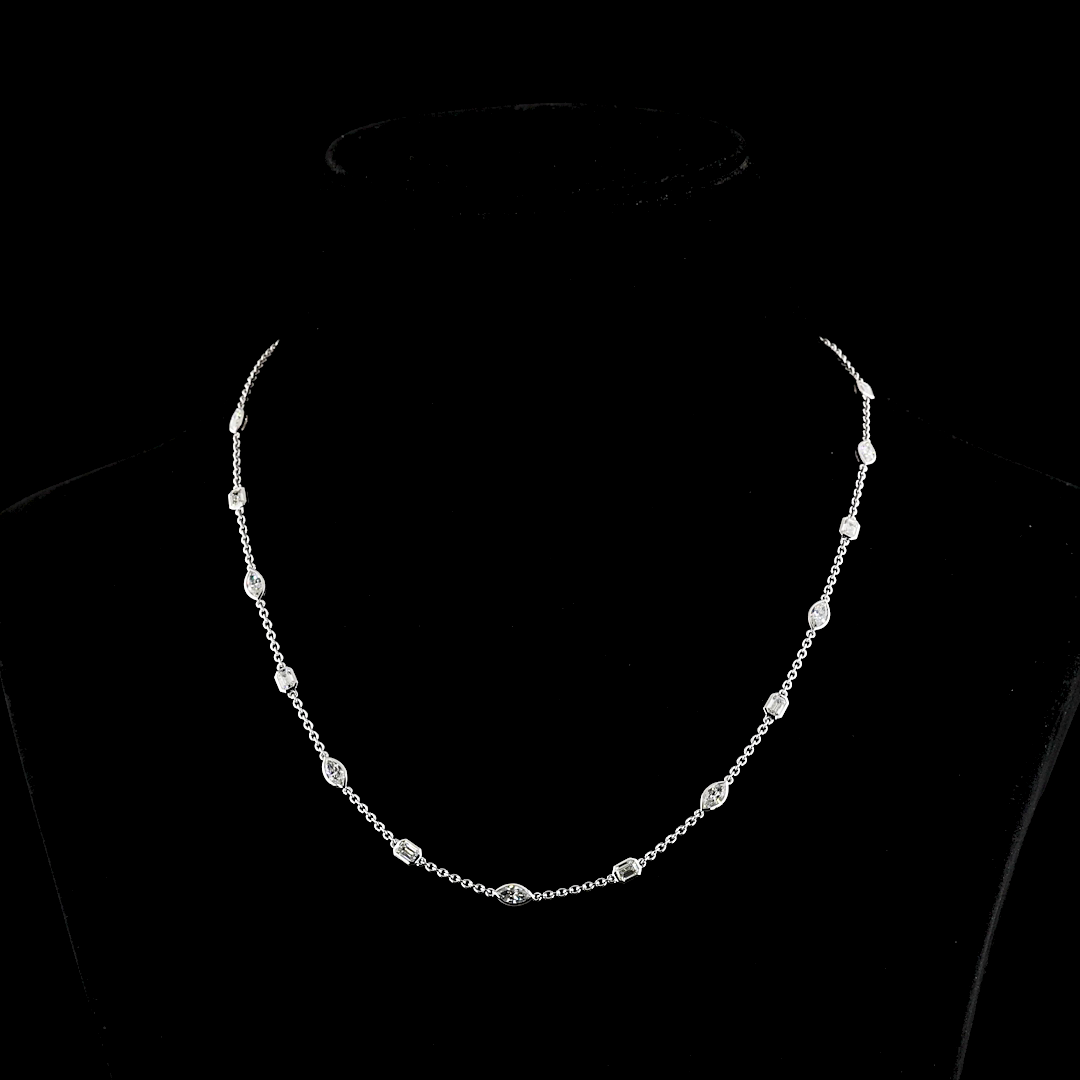 8.37 CT Marquise Lab Grown Diamond Station Necklace in 14K White Gold — Laura Milman New York