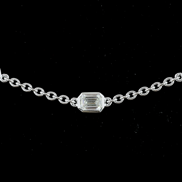 8.37 CT Marquise Lab Grown Diamond Station Necklace in 14K White Gold – close-up