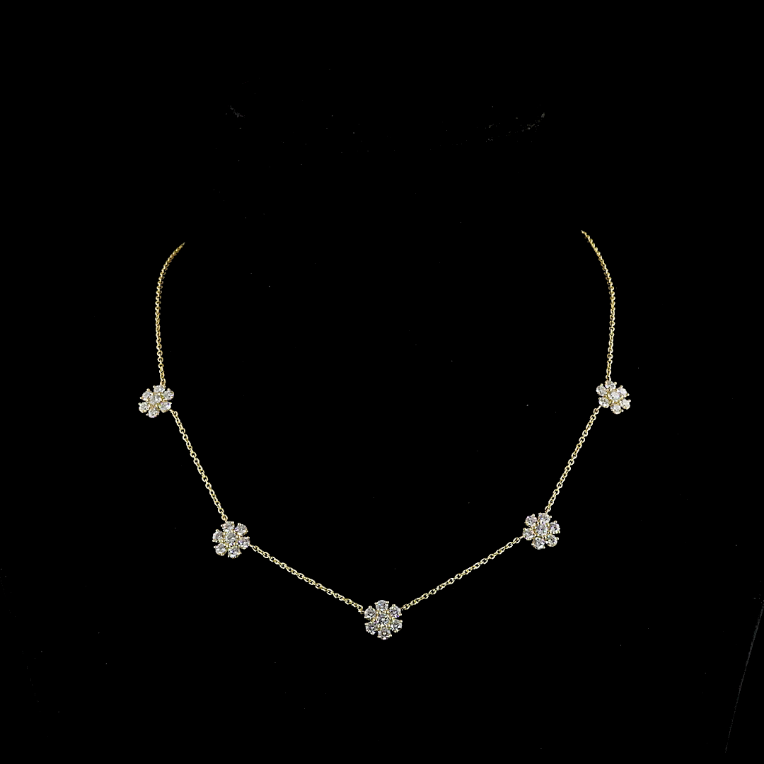 2.9 CT Round Lab Grown Diamond Station Necklace in 18K Yellow Gold — Laura Milman New York