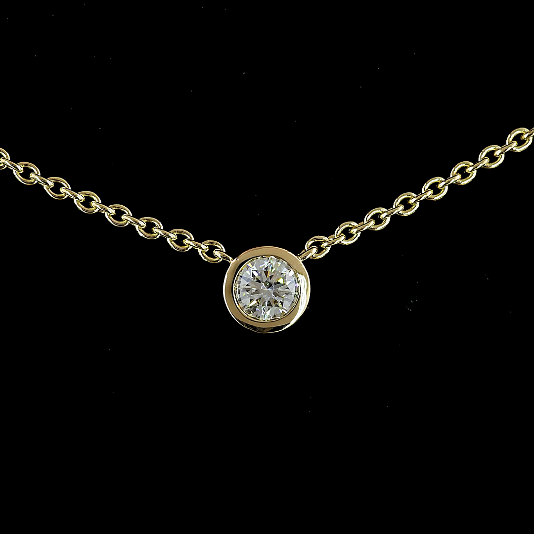 2.84 CT Round Lab Grown Diamond Station Necklace in 14K Yellow Gold – close-up — Laura Milman New York