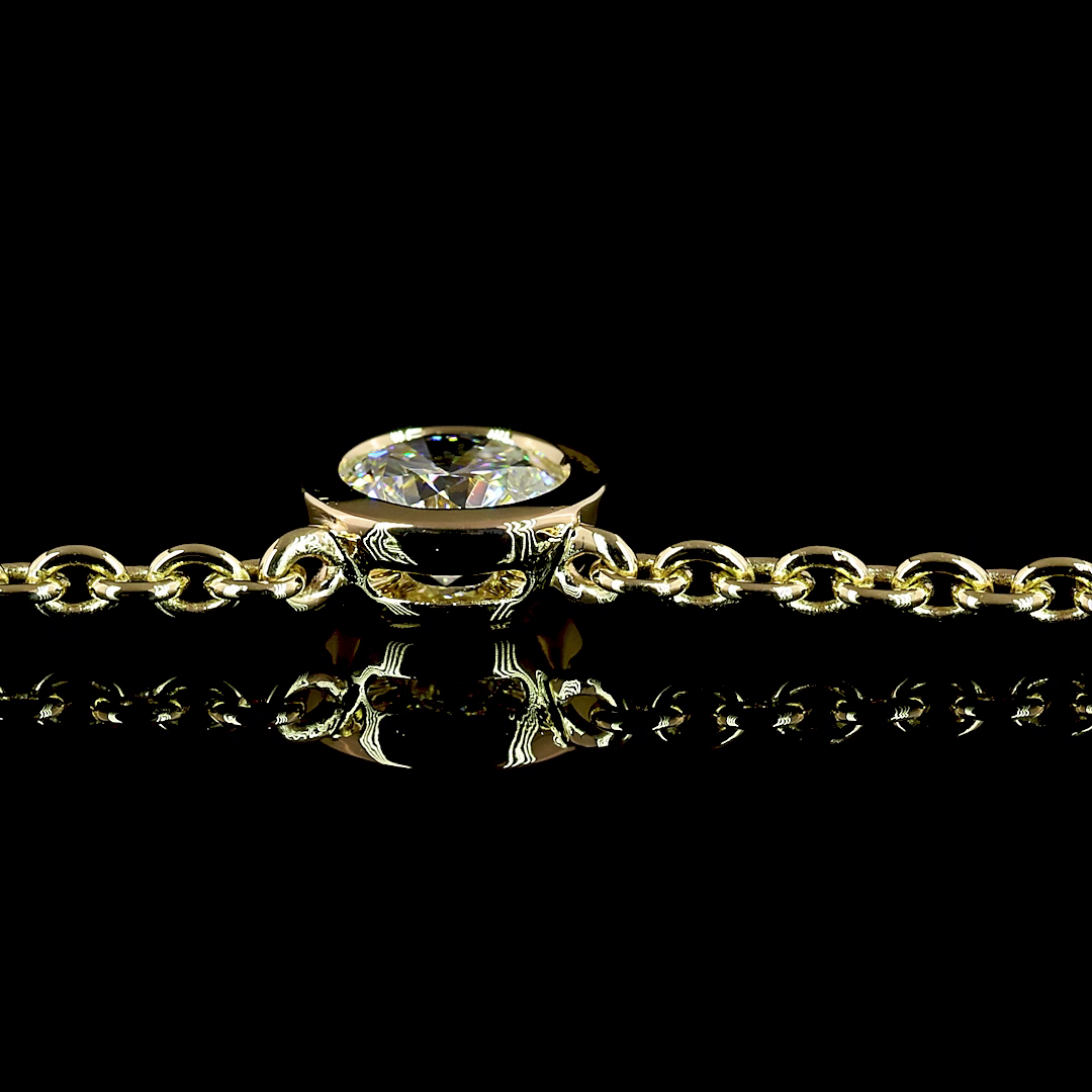 2.84 CT Round Lab Grown Diamond Station Necklace in 14K Yellow Gold – detail — Laura Milman New York