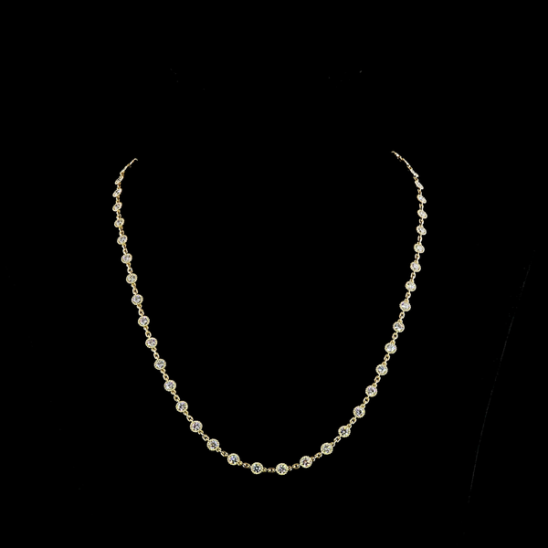 6.4 CT Round Lab Grown Diamond Station Necklace in 14K Yellow Gold