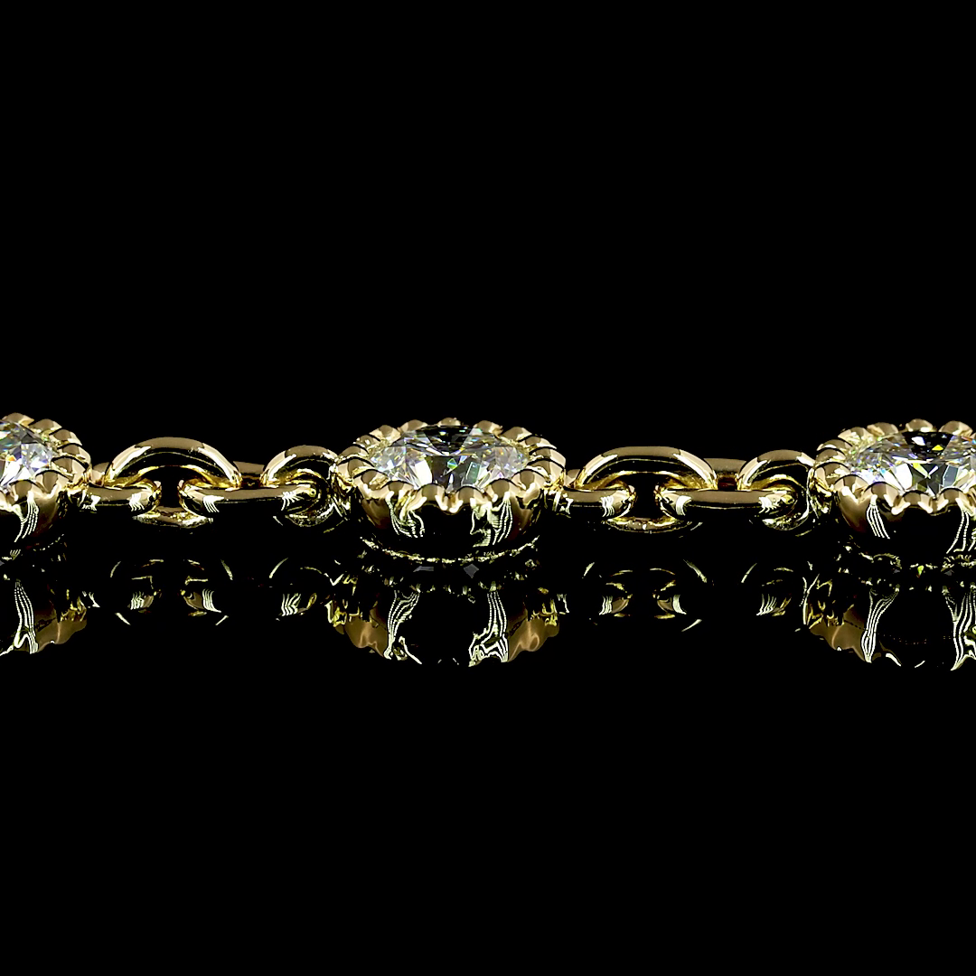 6.4 CT Round Lab Grown Diamond Station Necklace in 14K Yellow Gold – detail — Laura Milman New York