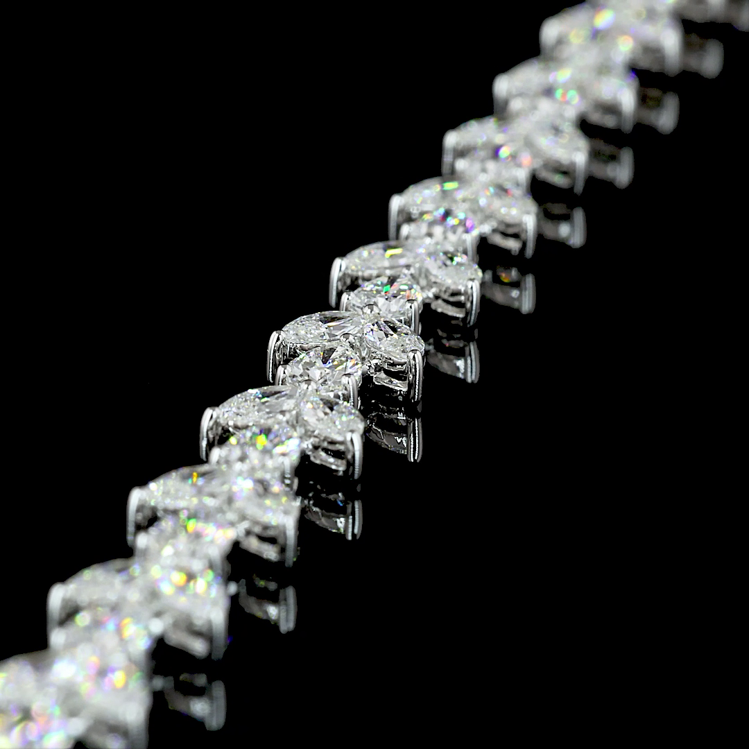 11.65 CT Mixed Shape Lab Grown Diamond Tennis Necklace in 14K White Gold – side view — Laura Milman New York