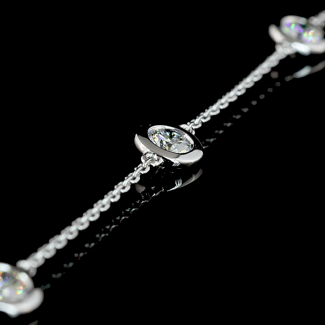 1.96 CT Round Lab Grown Diamond Station Necklace in 14K White Gold – detail — Laura Milman New York