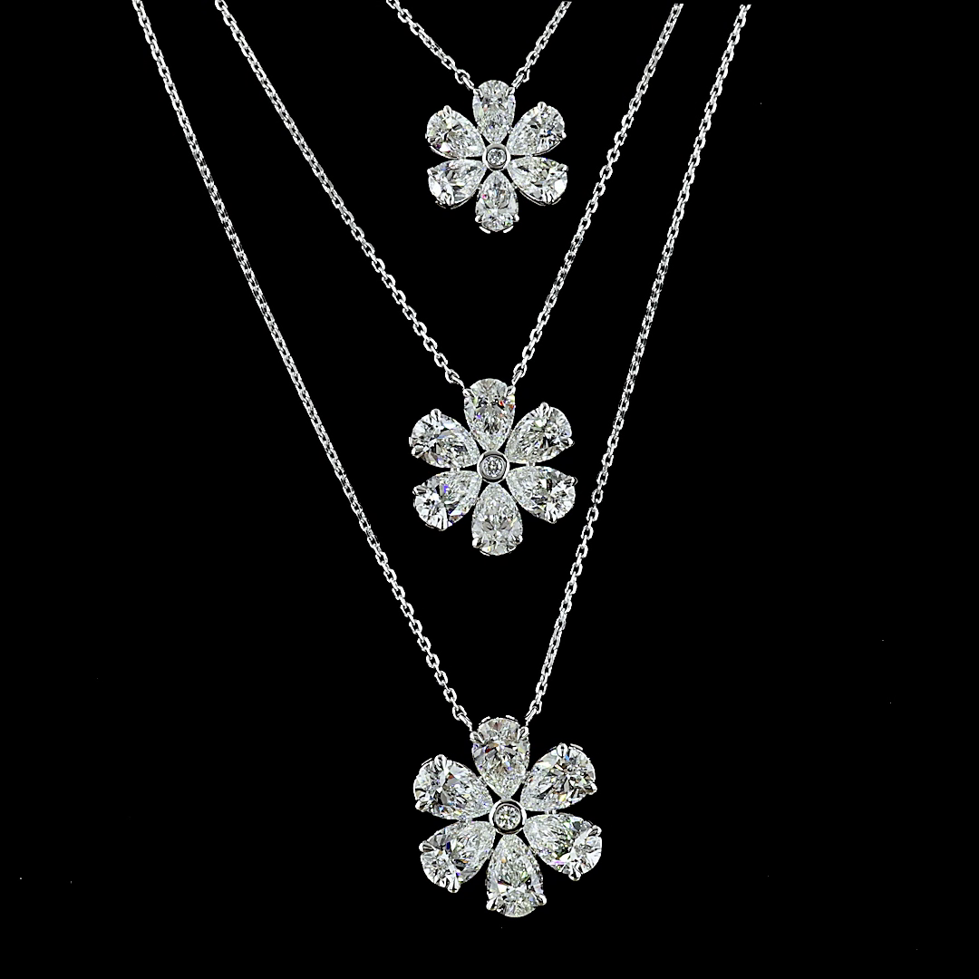 9.33 CT Mixed Shape Lab Grown Diamond Statement Necklace in 14K White Gold – close-up — Laura Milman New York