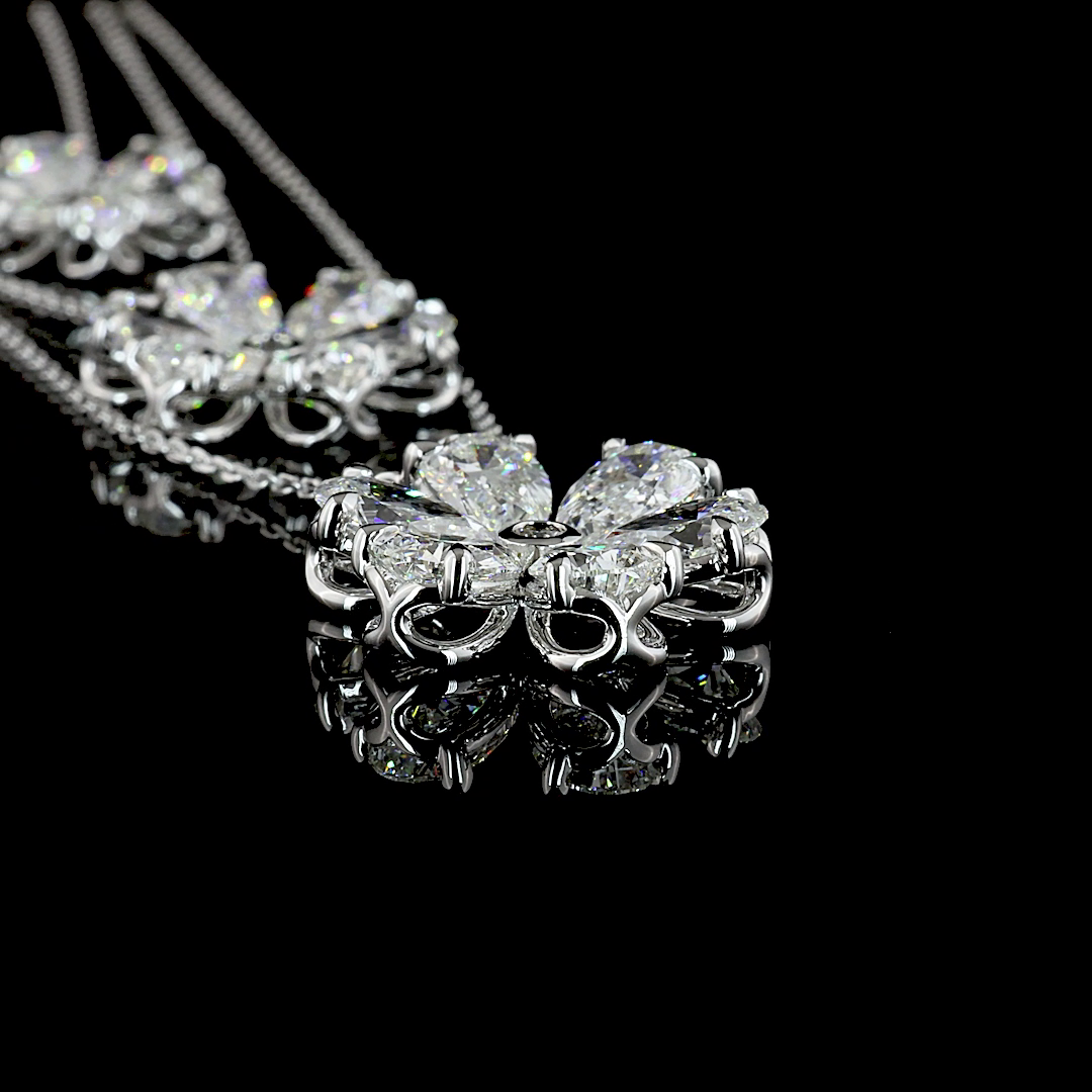 9.33 CT Mixed Shape Lab Grown Diamond Statement Necklace in 14K White Gold – side view — Laura Milman New York
