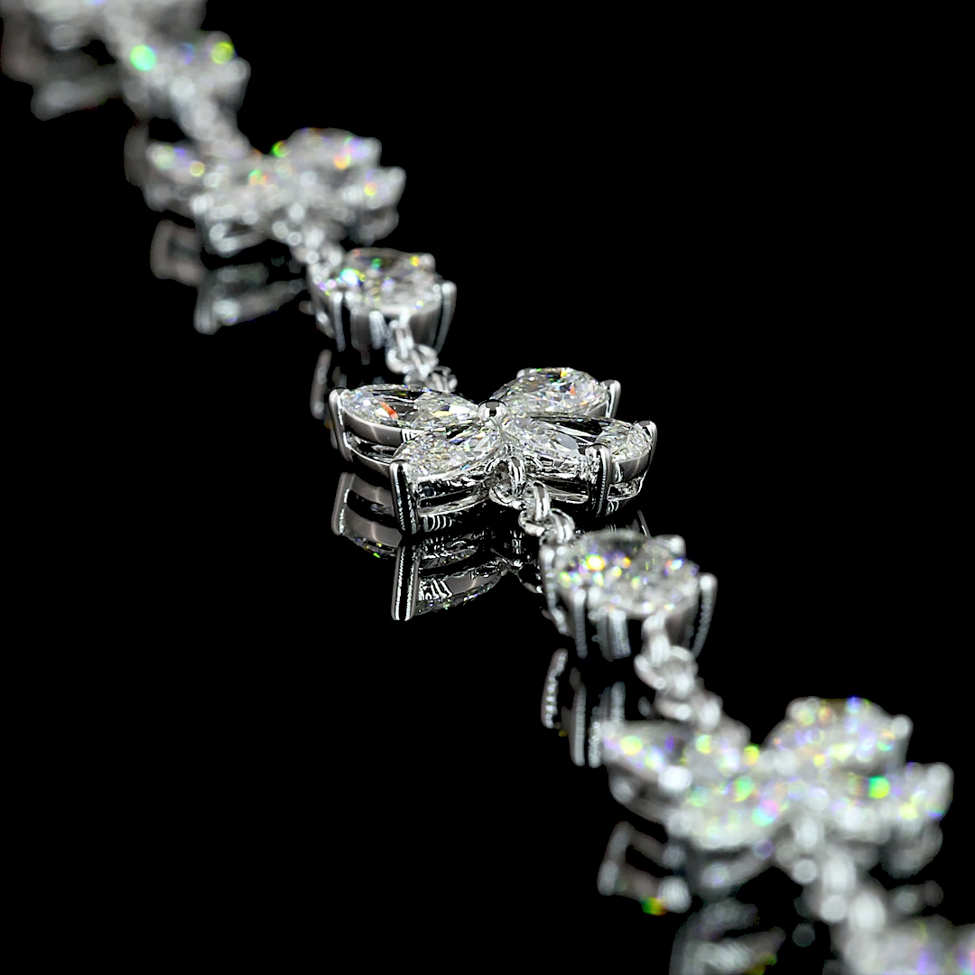 5.13 CT Oval Lab Grown Diamond Station Necklace in 14K White Gold – side view — Laura Milman New York