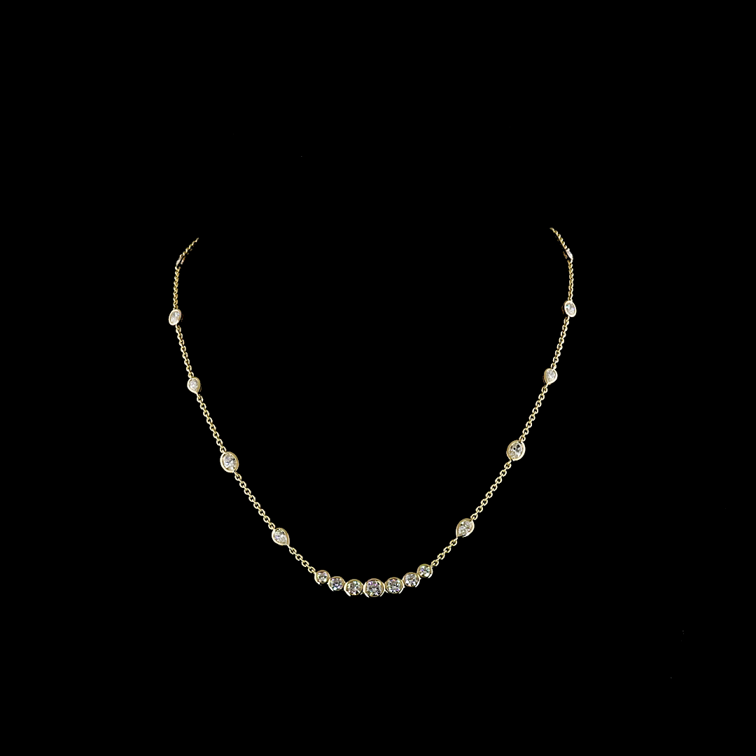 3.16 CT Mixed Shape Lab Grown Diamond Station Necklace in 14K Yellow Gold — Laura Milman New York