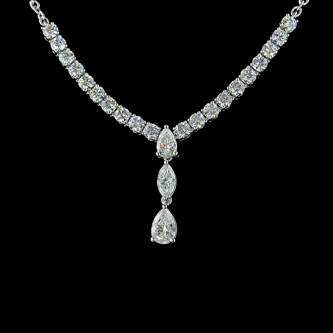 3.07 CT Mixed Shape Lab Grown Diamond Statement Necklace in 14K White Gold – close-up — Laura Milman New York