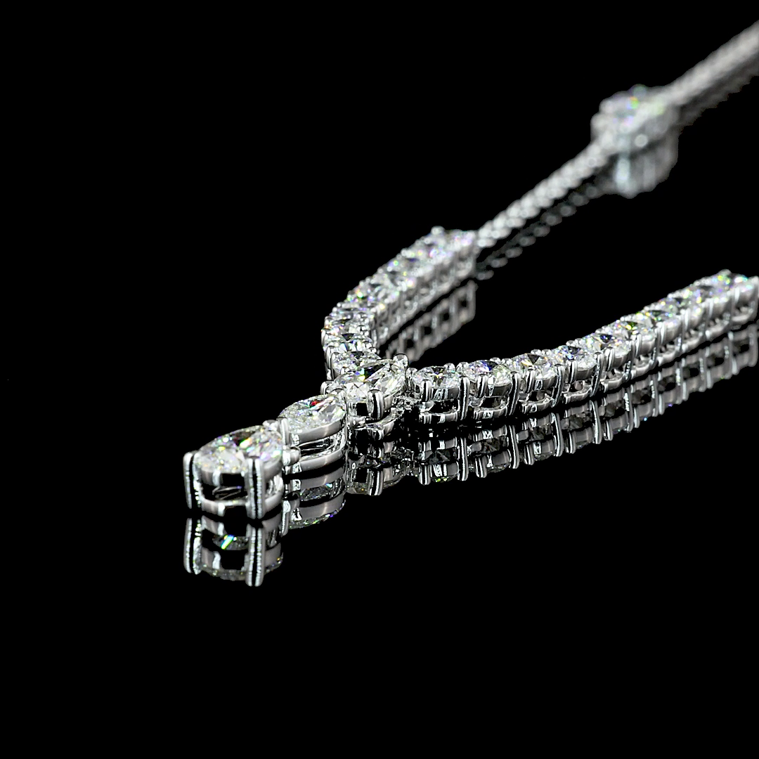 3.07 CT Mixed Shape Lab Grown Diamond Statement Necklace in 14K White Gold – detail — Laura Milman New York