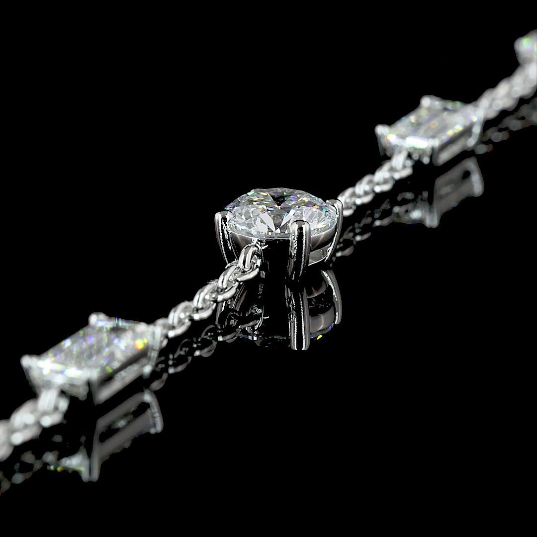 4.14 CT Mixed Shape Lab Grown Diamond Station Necklace in 14K White Gold – side view — Laura Milman New York