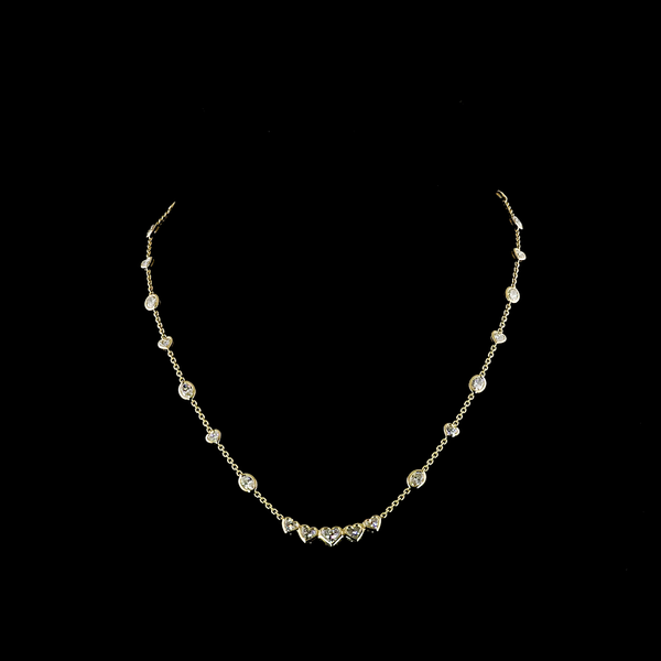4.61 CT Oval Lab Grown Diamond Station Necklace in 14K Yellow Gold