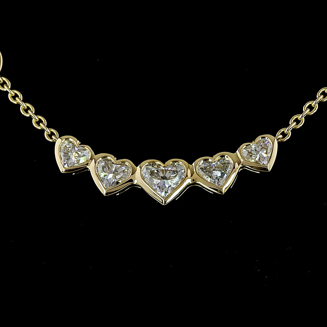 4.61 CT Oval Lab Grown Diamond Station Necklace in 14K Yellow Gold – close-up — Laura Milman New York