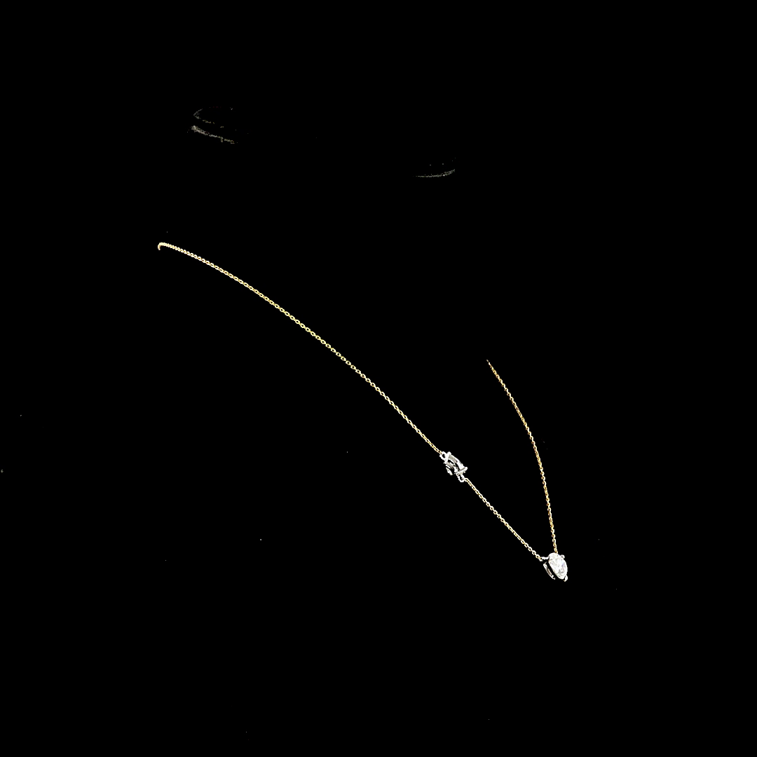 2.63 CT Pear Lab Grown Diamond Station Necklace in 18K Two Tone Gold – close-up — Laura Milman New York