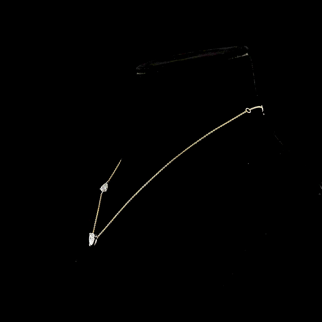 2.63 CT Pear Lab Grown Diamond Station Necklace in 18K Two Tone Gold – side view — Laura Milman New York