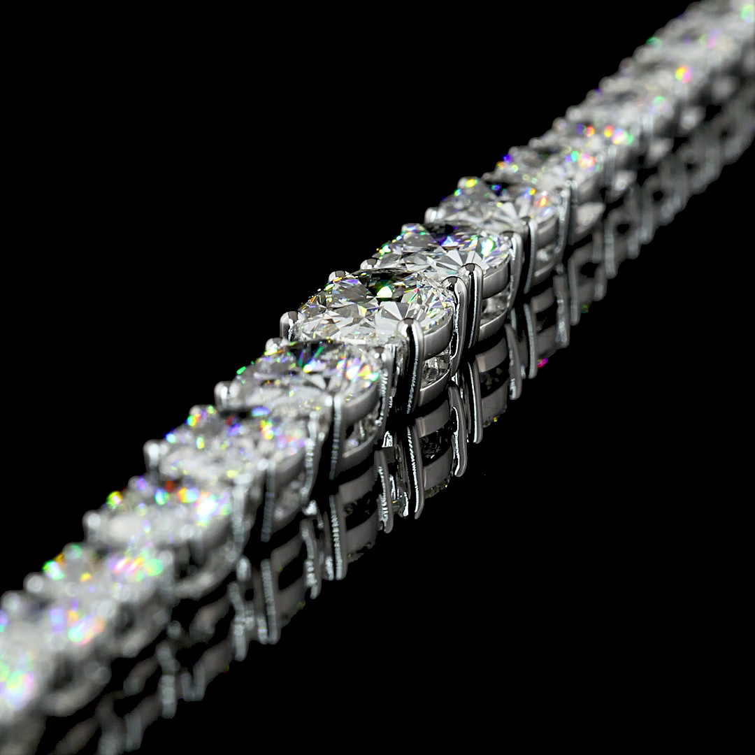 15.21 CT Oval Lab Grown Diamond Riviera Necklace in 14K White Gold – detail — Laura Milman New York
