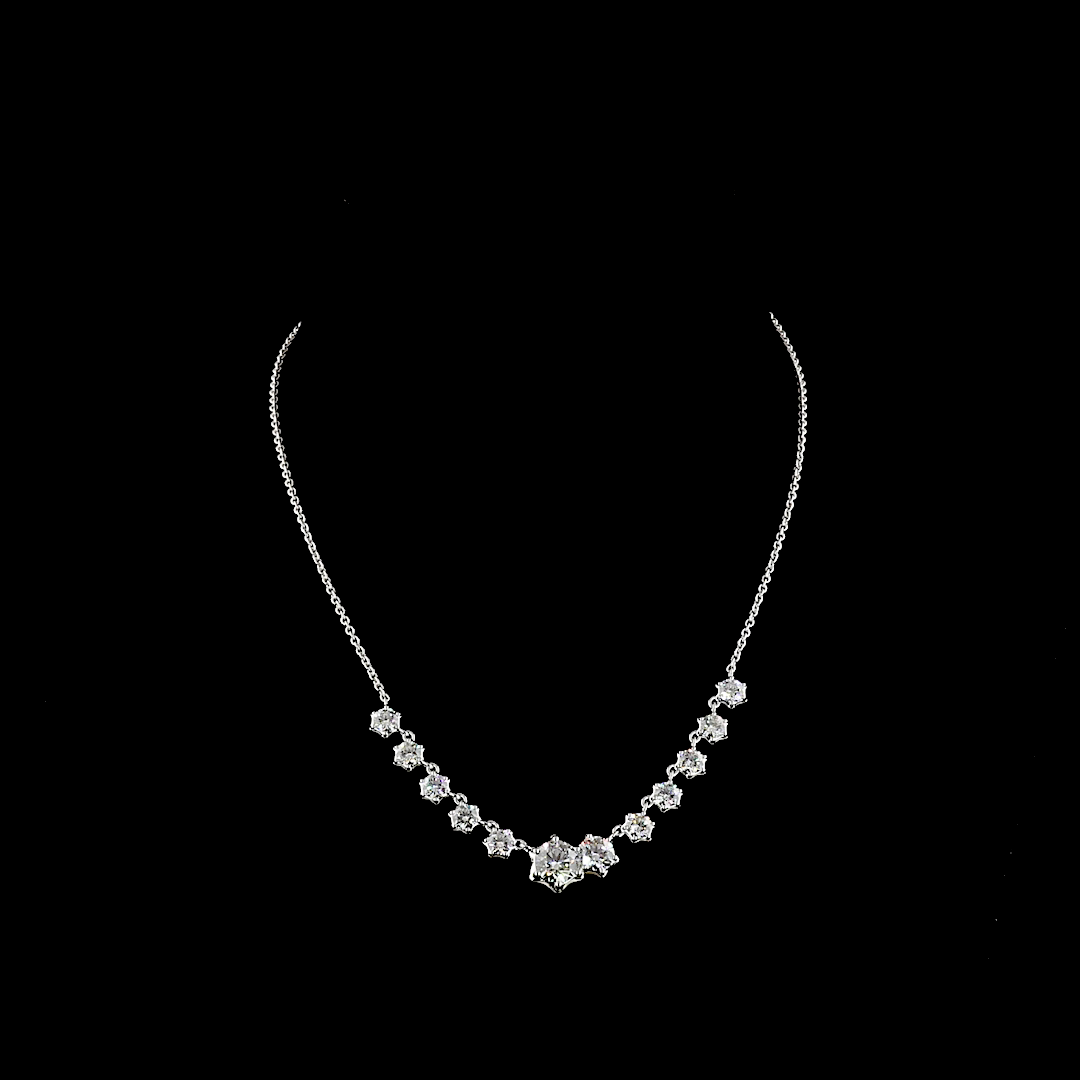 7.05 CT Round Lab Grown Diamond Statement Necklace in 14K White Gold — Laura Milman New York