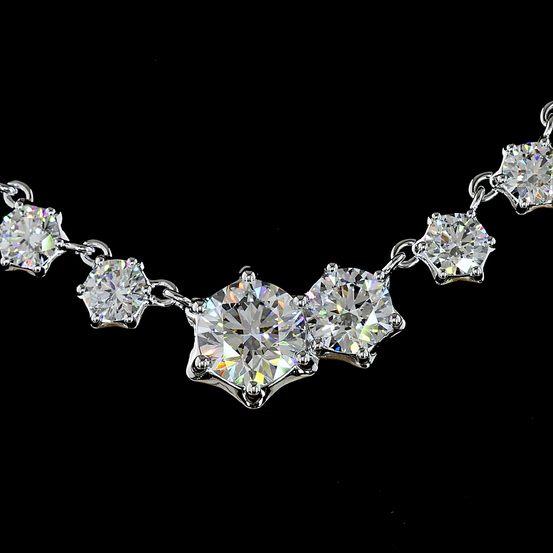 7.05 CT Round Lab Grown Diamond Statement Necklace in 14K White Gold – close-up — Laura Milman New York