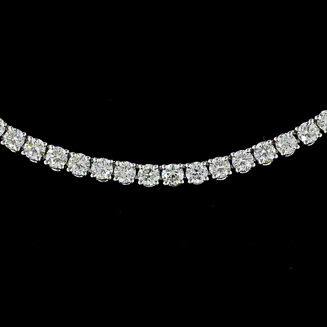 5.35 CT Round Lab Grown Diamond Tennis Necklace in 14K White Gold – close-up — Laura Milman New York