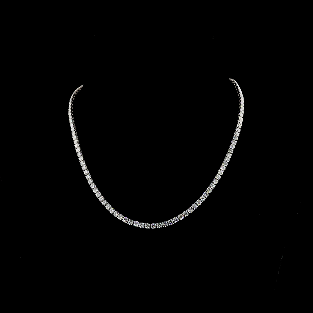 15.34 CT Round Lab Grown Diamond Tennis Necklace in 14K White Gold — Laura Milman New York