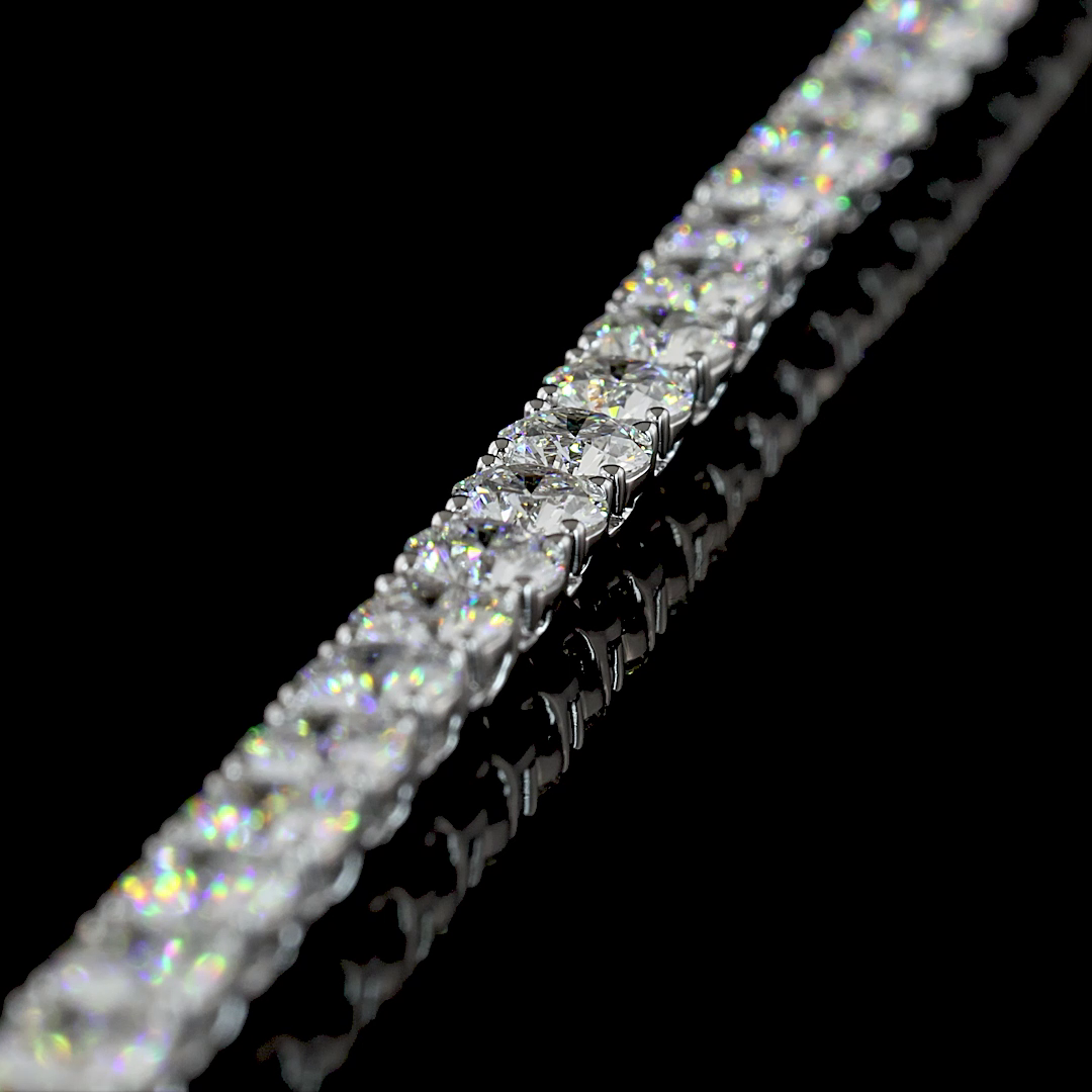 15.34 CT Round Lab Grown Diamond Tennis Necklace in 14K White Gold – detail — Laura Milman New York