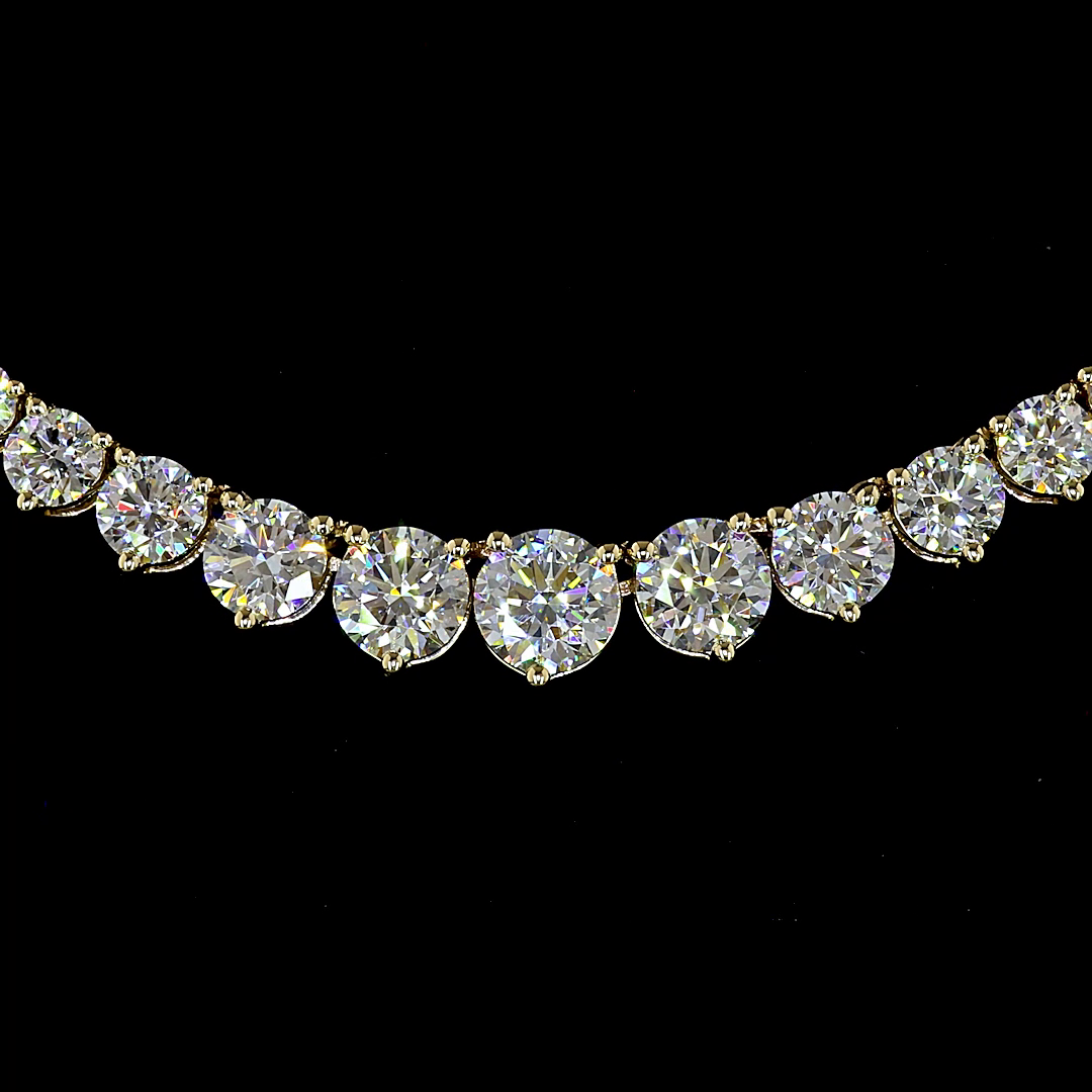 5.23 CT Round Lab Grown Diamond Riviera Necklace in 14K Yellow Gold – close-up — Laura Milman New York